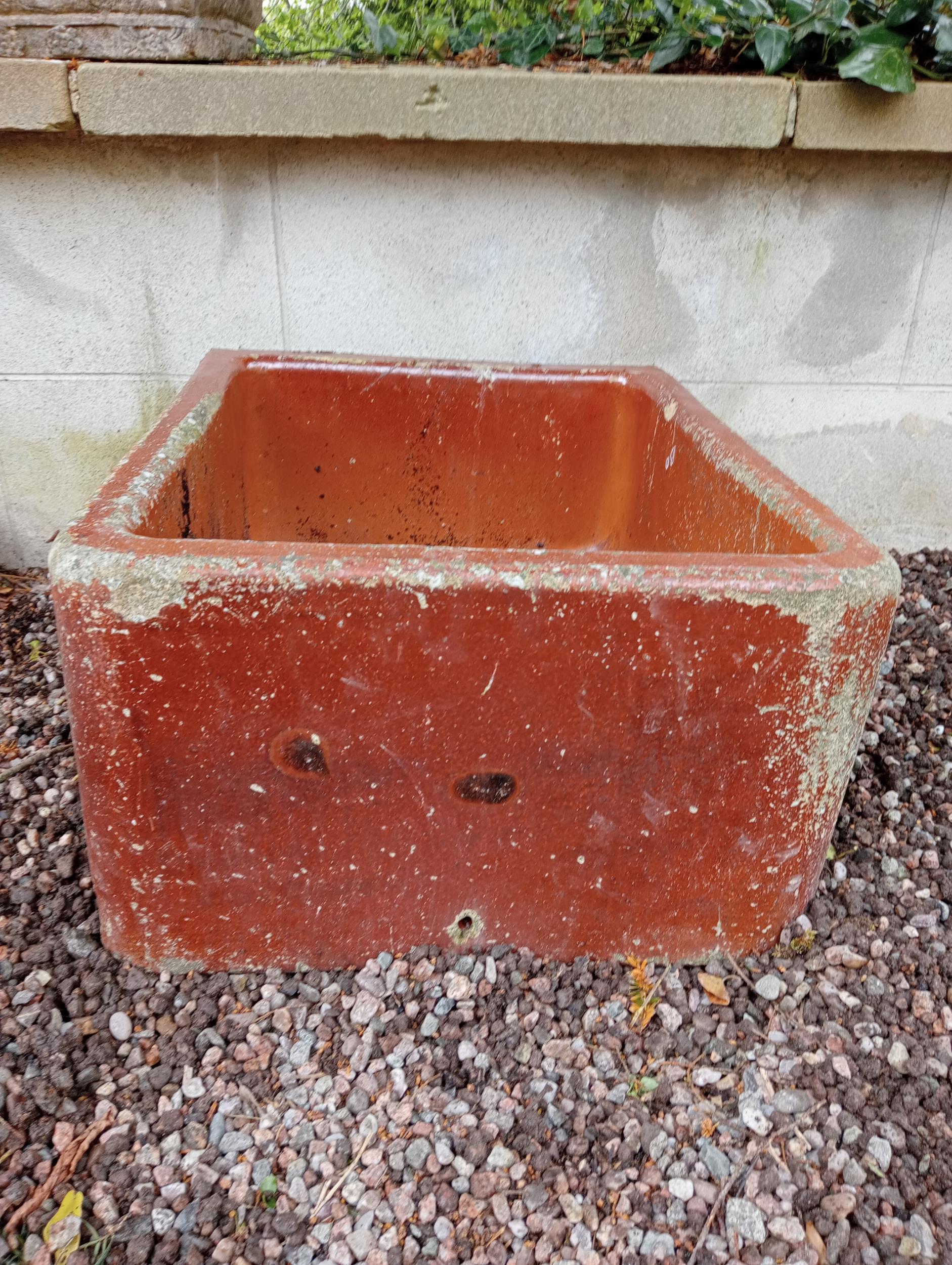 Salt glazed stone trough {H 30cm x W 62cm x D 50cm}. (NOT AVAILABLE TO VIEW IN PERSON) - Image 2 of 2