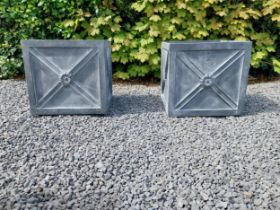 Pair of good quality metal square planters with lead effect in the Georgian style {45 cm H x 46 cm W