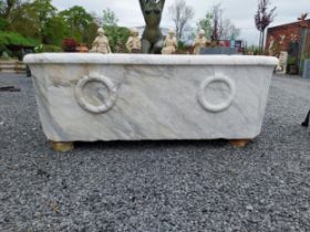 Rare 19th C. Italian white Carrara marble bath {60 cm H x 175 cm W x 74 cm D}.