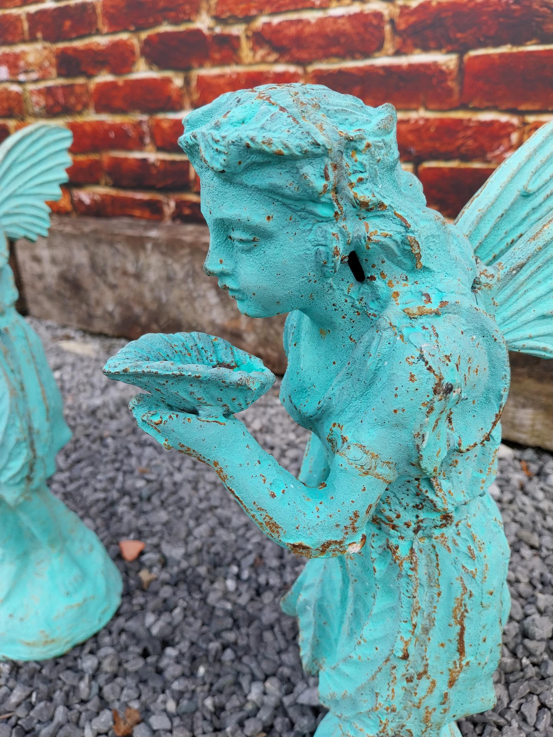 Pair of cast iron figures of Fairies {47 cm x 18 cm W x 31 cm D}. - Bild 4 aus 5