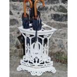 Cast iron fern leaf umbrella stand in the Coalbrookdale style {H 58cm x W 45cm x D 32cm }. (NOT