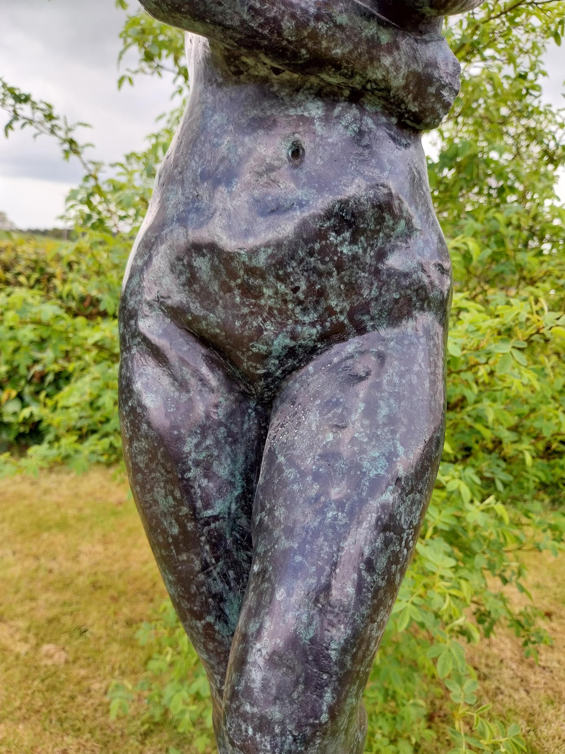 Exceptional quality contemporary bronze sculpture 'The Lonely Embrace' raised on slate plinth { - Image 5 of 10