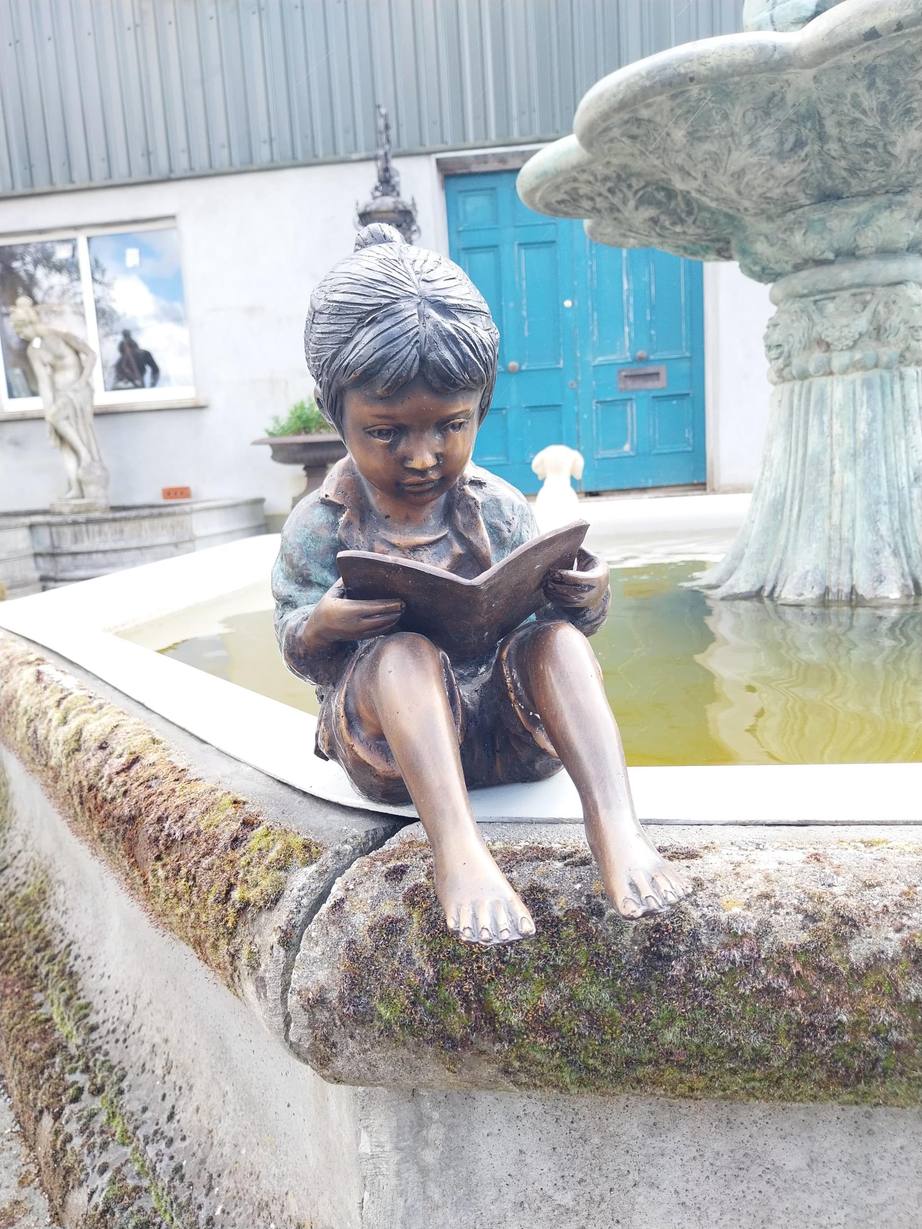 Good quality bronze figure of a Girl reading {33 cm H x 20 cm W x 28 cm D}.