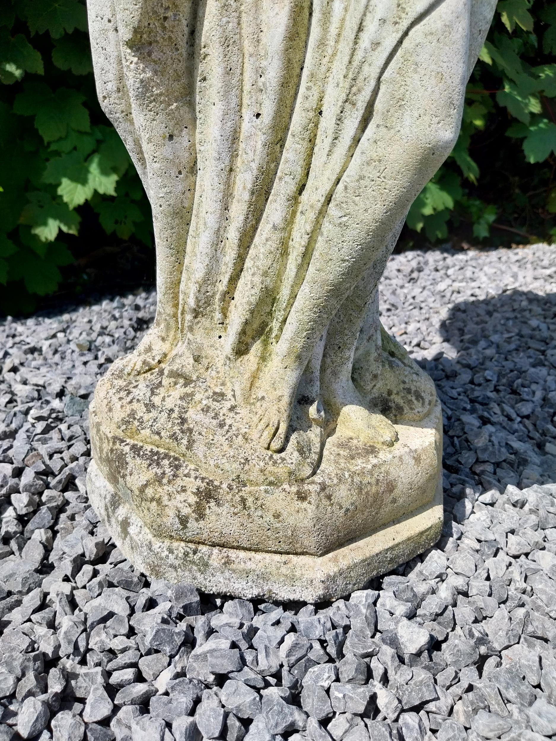 1950s painted composition bird bath held aloft by three Grecian ladies {84 cm H x 46 cm Dia.}. - Image 6 of 10