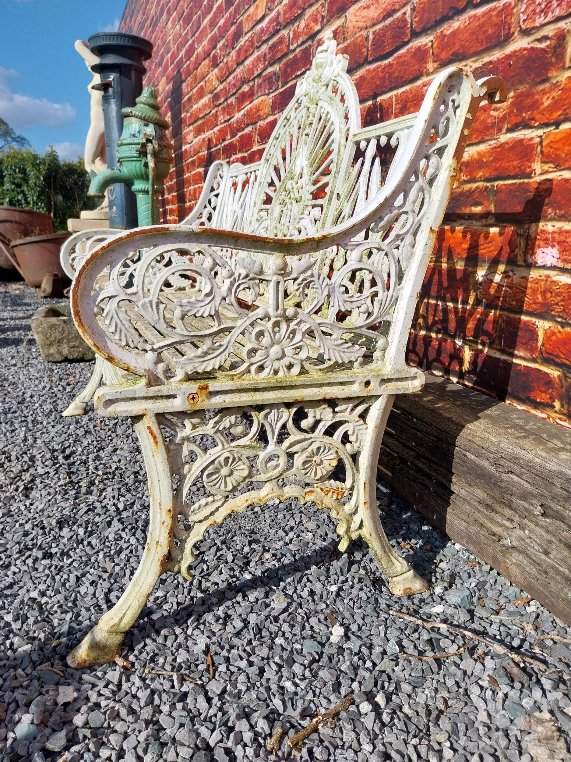 Good quality Pierce Wexford cast iron garden bench {108 cm H x 132 cm W x 65 cm D}. - Image 4 of 10