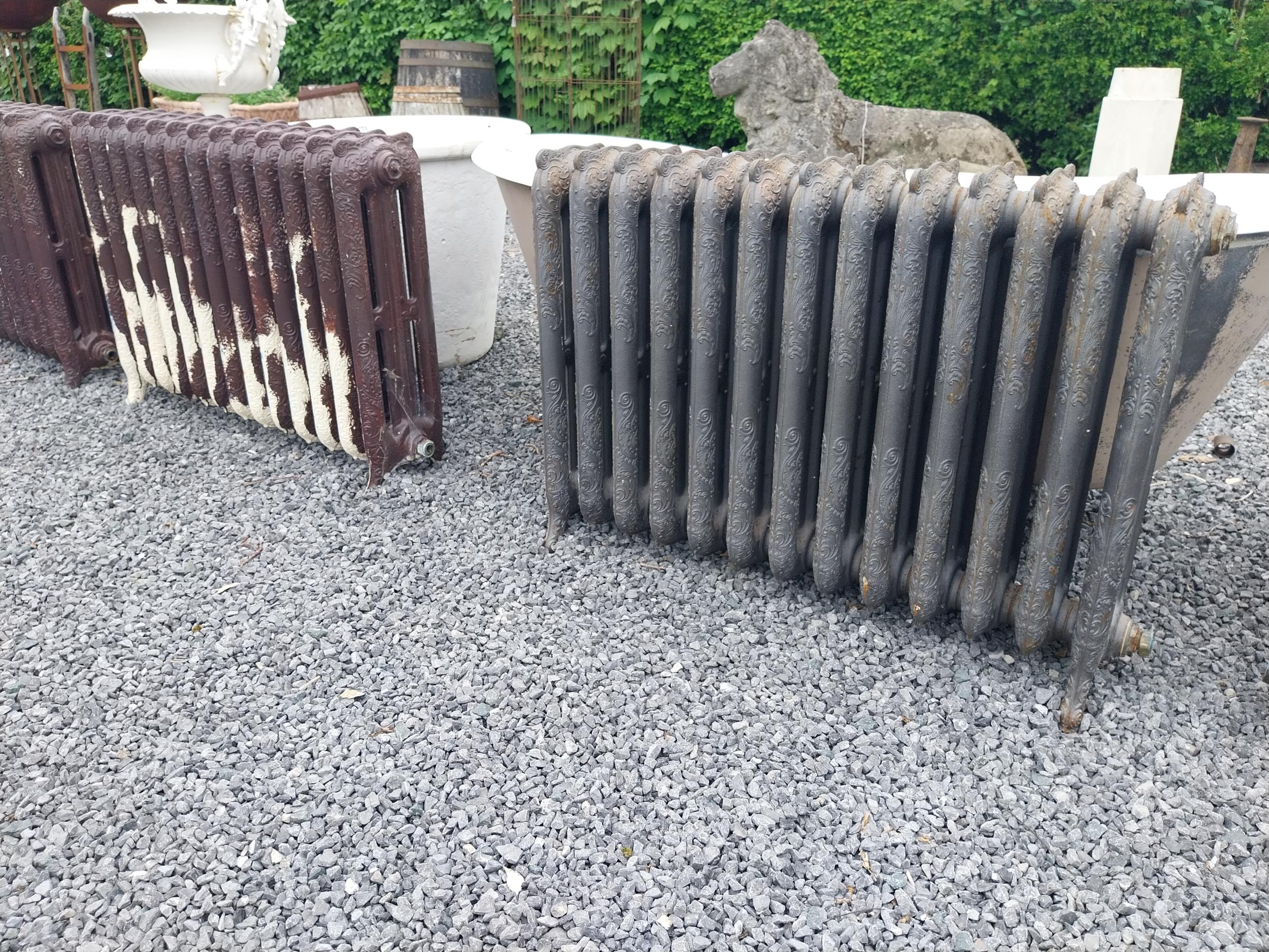 Two decorative cast iron radiators in the Victorian style - taken out working {74 cm H x 108 cm W