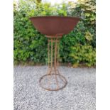 Wrought iron fire pit on stand {129 cm H x 93 cm Dia}.