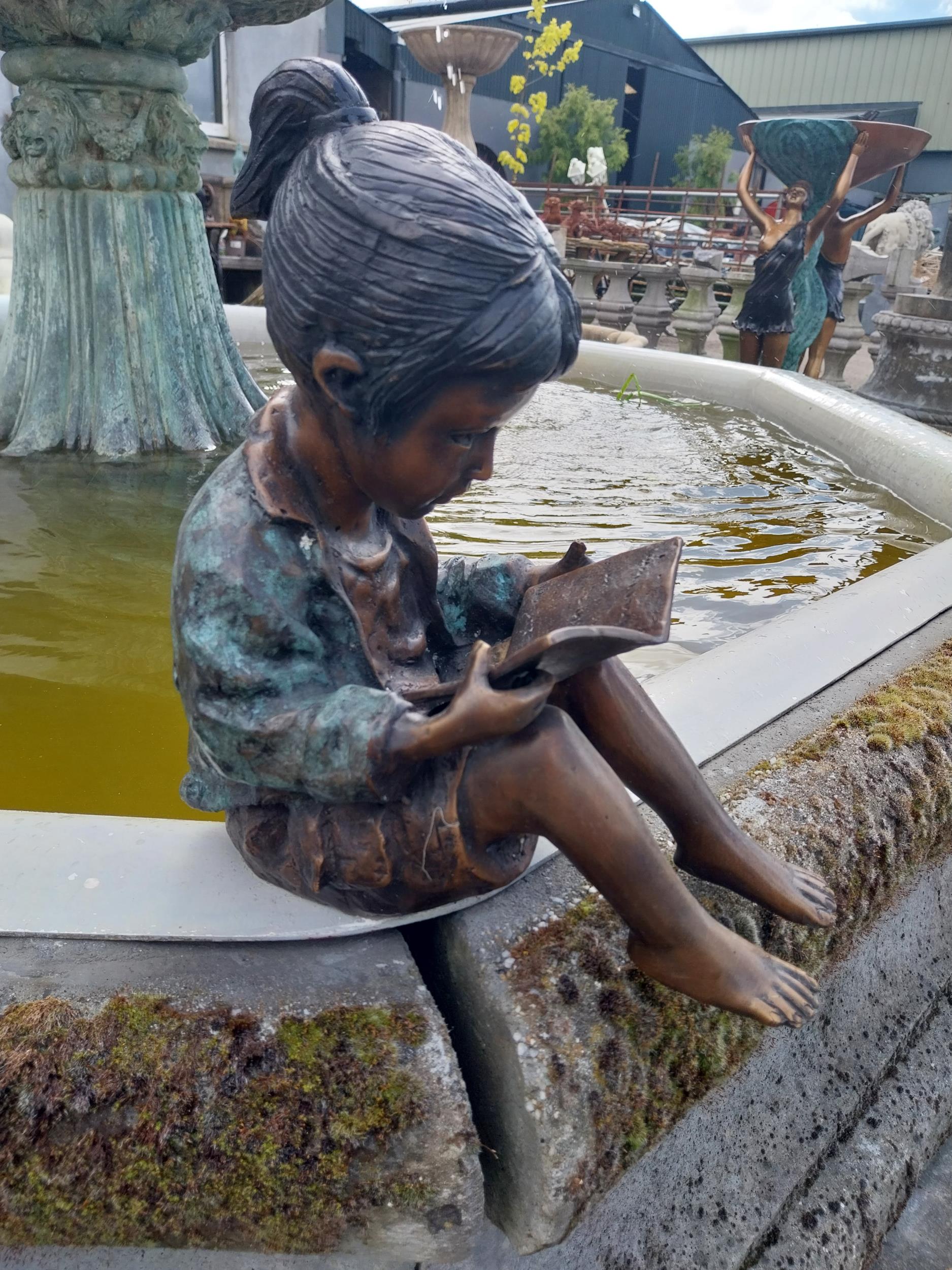 Good quality bronze figure of a Girl reading {33 cm H x 20 cm W x 28 cm D}. - Image 2 of 4