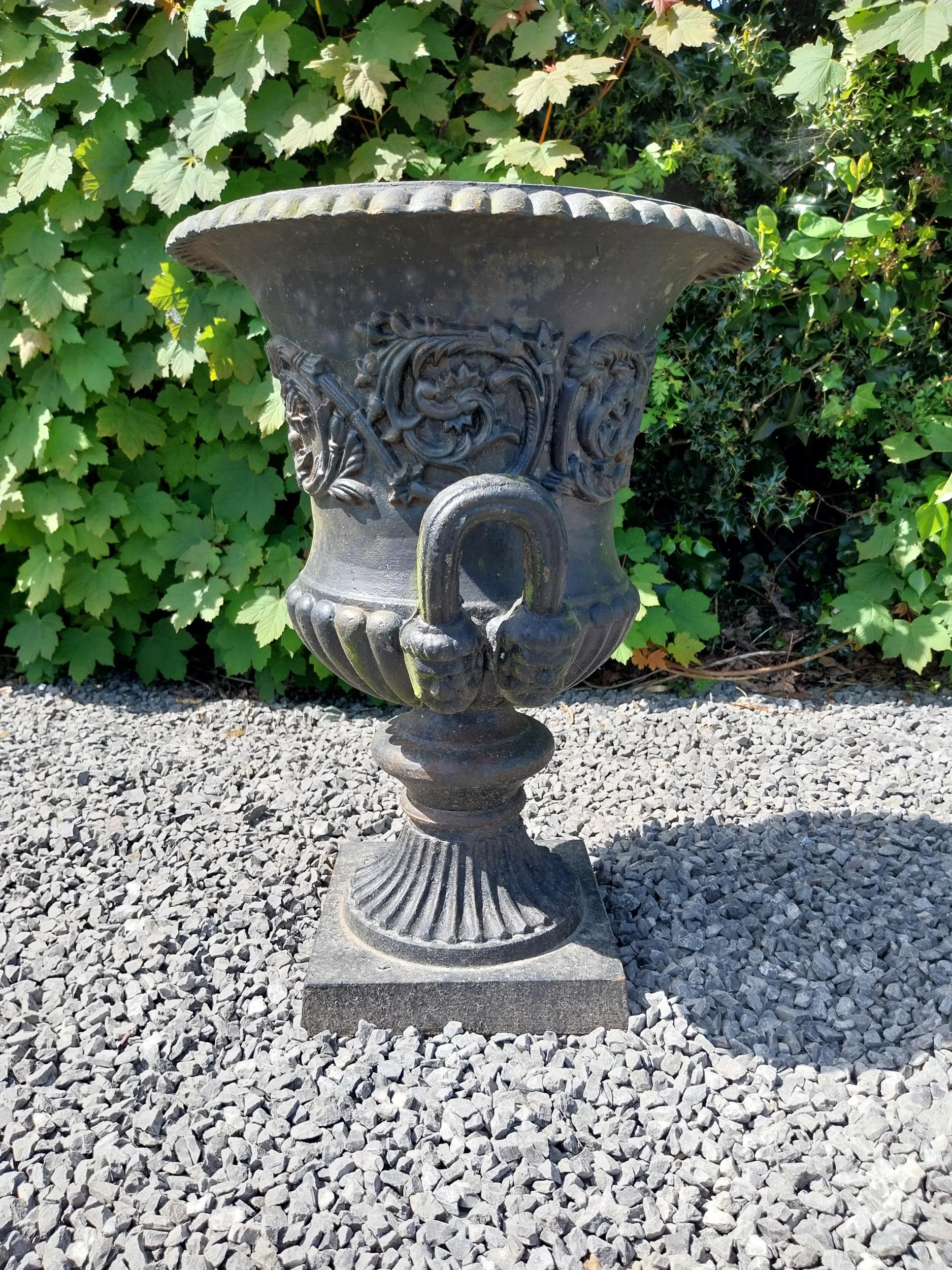 Good quality French decorative cast iron urn {60 cm H x 47 cm Dia.}. - Image 6 of 7