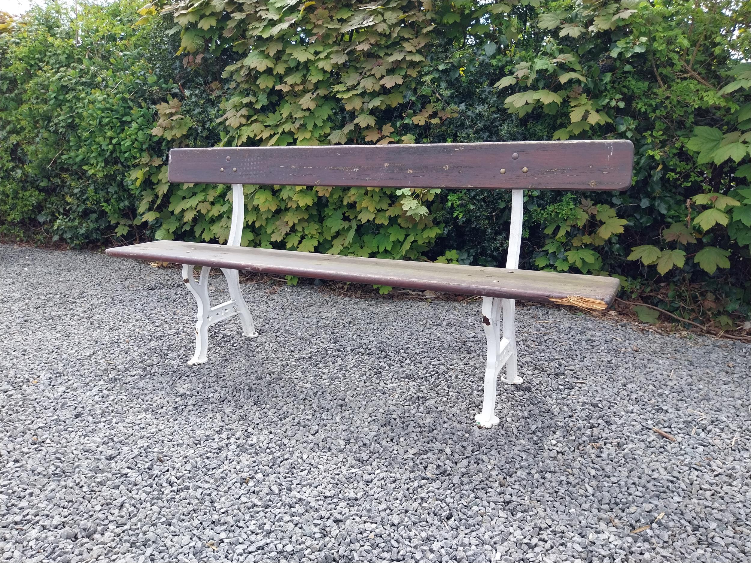 19th C. cast iron and wooden railway - garden bench J P Curry Belfast - Image 2 of 6