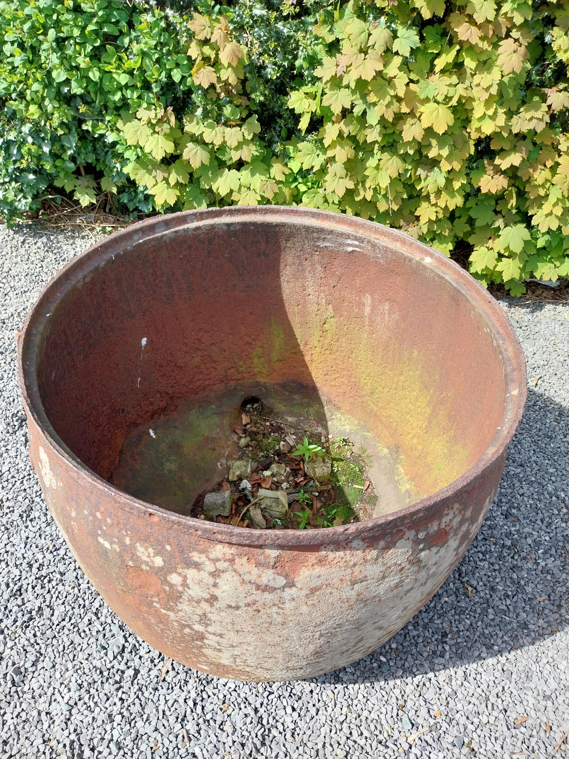 Rare large 19th C. cast iron famine pot {93 cm H x 132 cm W x 104 cm D}. - Image 2 of 5