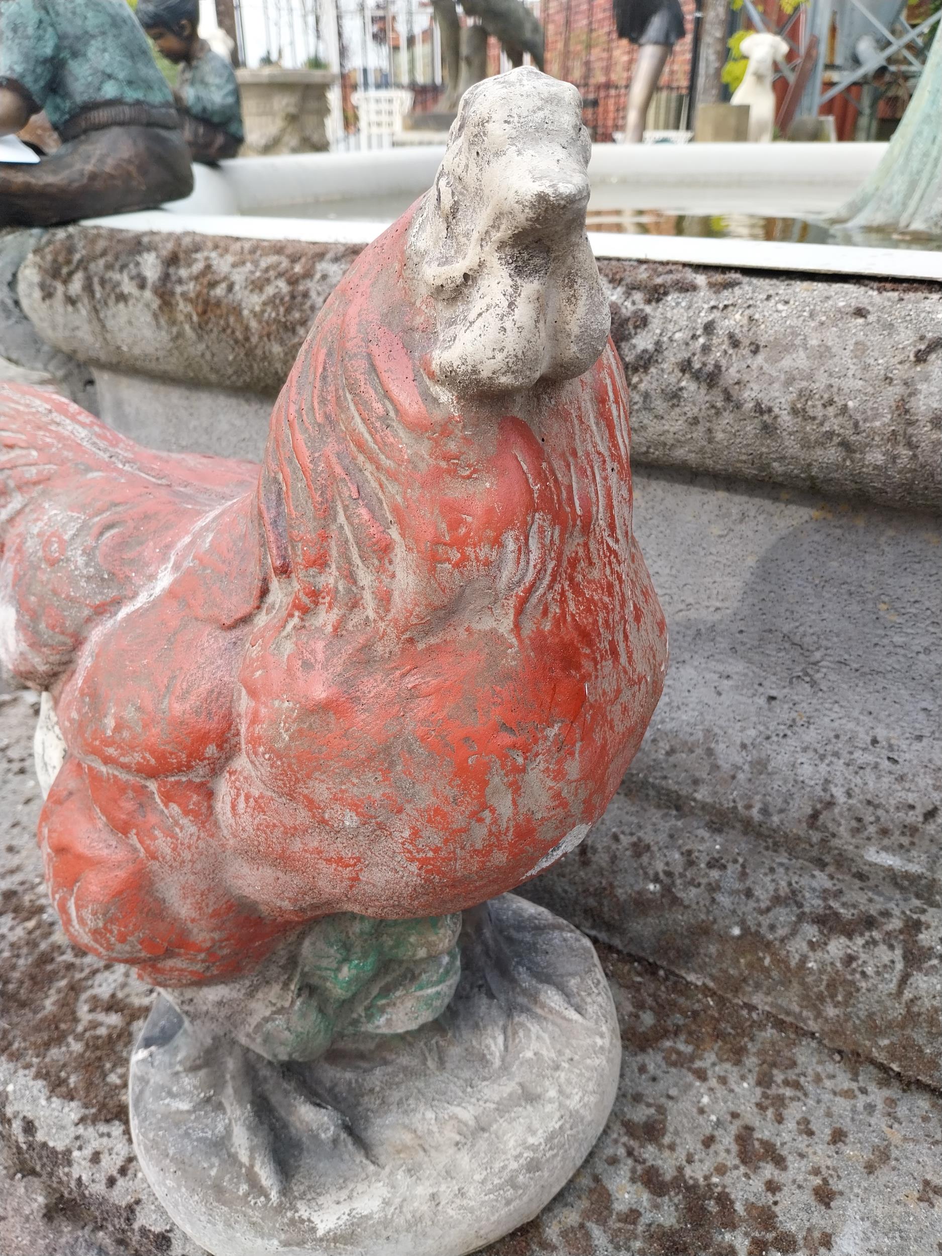 Painted composition statue of Rooster and Hen {65 cm H x 41 cm W x 25 cm D and 50 cm H x 39 cm W x - Image 6 of 7