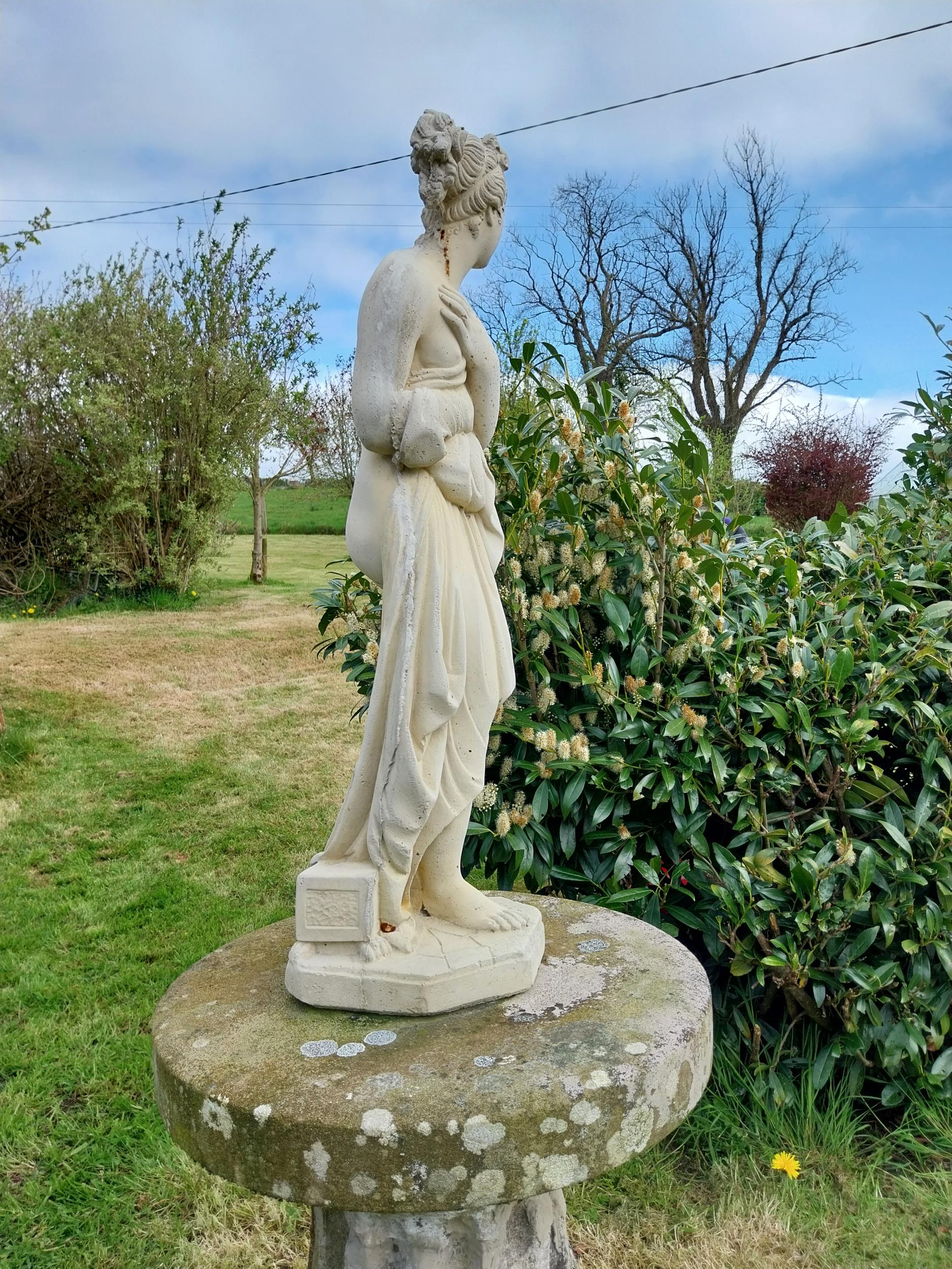 Good quality moulded stone statue of Venus {70 cm H x 20 cm W 22 cm D}. - Bild 7 aus 7
