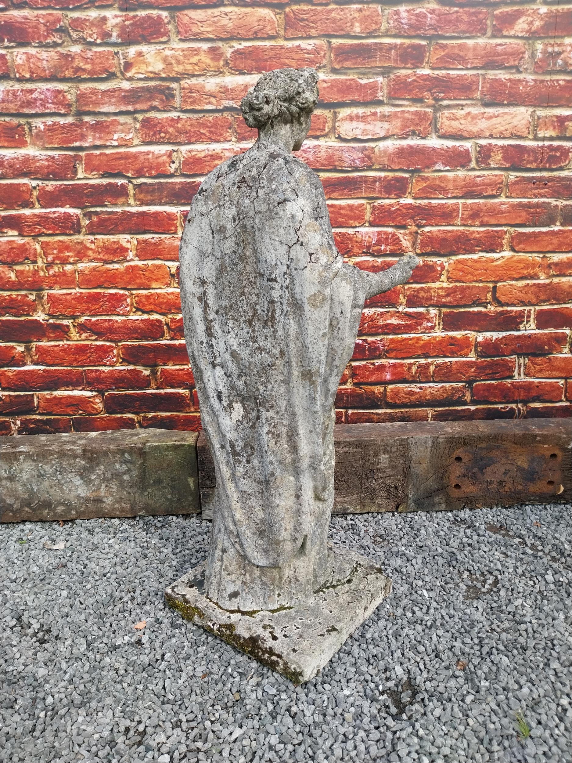 Early 20th C. composition statue of a Grecian Lady {122 cm H x 42 cm W x 40 cm D}. - Image 4 of 4