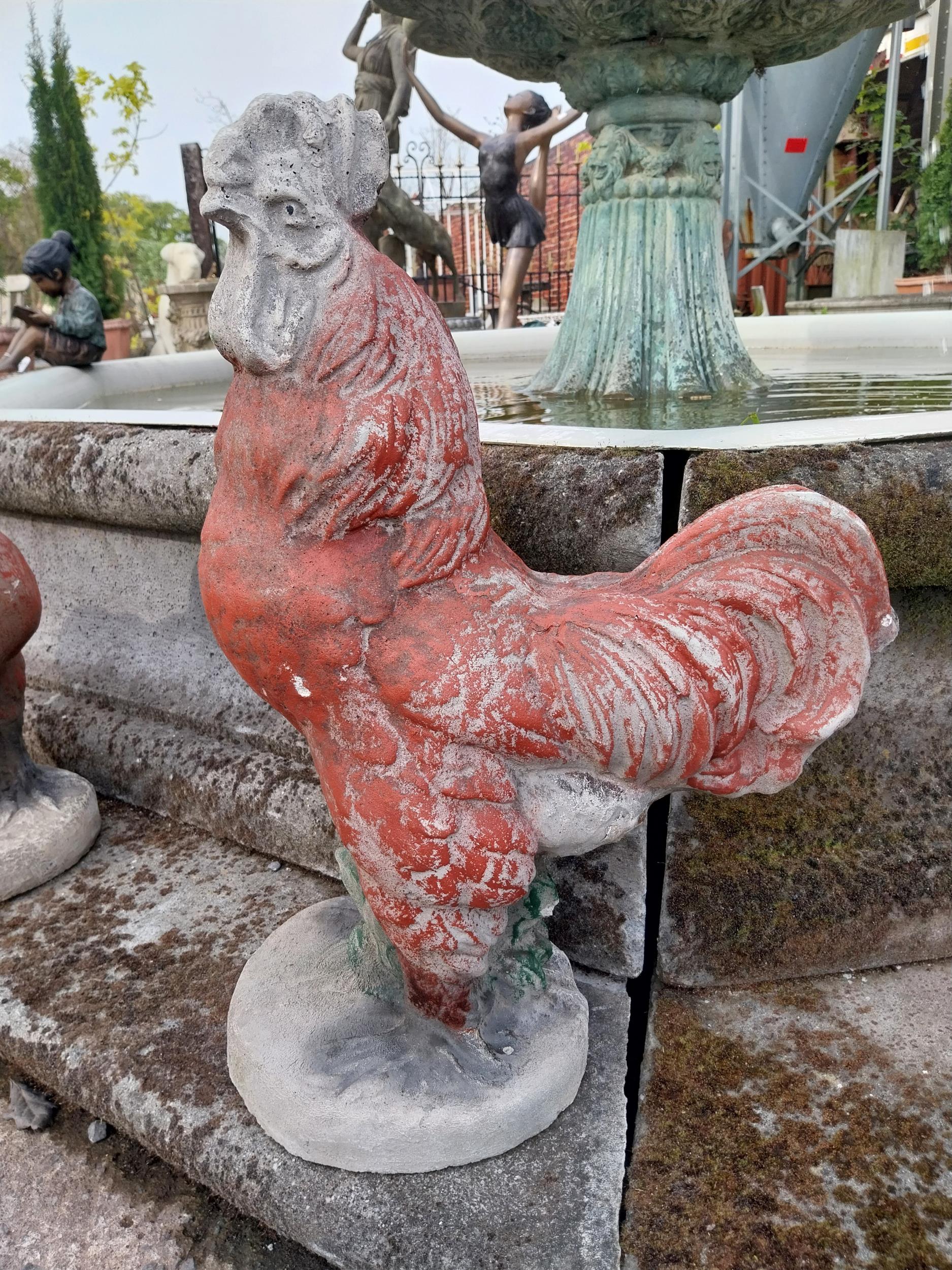 Painted composition statue of Rooster and Hen {65 cm H x 41 cm W x 25 cm D and 50 cm H x 39 cm W x - Image 2 of 7
