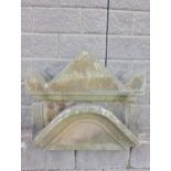 Large stone base and finial {H 80cm x W 79cm x D 42cm }. (NOT AVAILABLE TO VIEW IN PERSON)