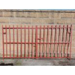 Pair of flat wrought iron entrance gates by Northburn {H 143cm x W 274cm x D 3cm}. (NOT AVAILABLE TO