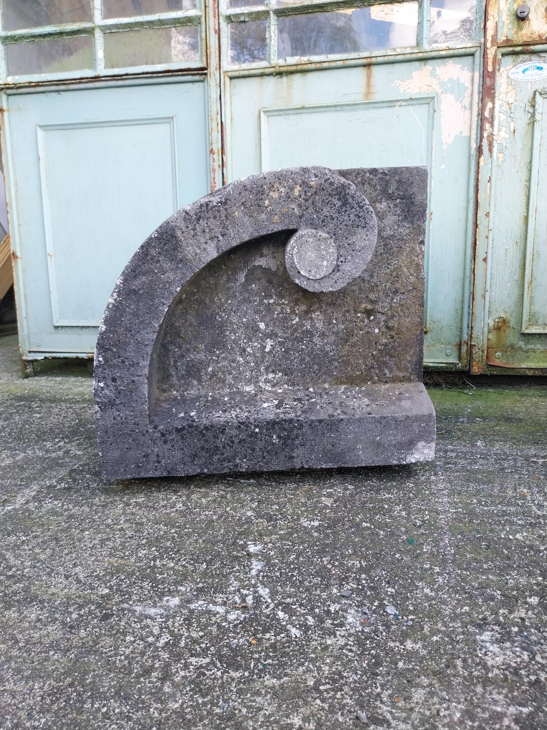 Pair of 19th C. carved limestone pier caps {52 cm H x 58 cm W x 40 cm D}. - Image 3 of 9