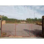 Pair of wrought iron entrance gates and a pedestrian gate arch design {Entrance H 179cm x W 313cm