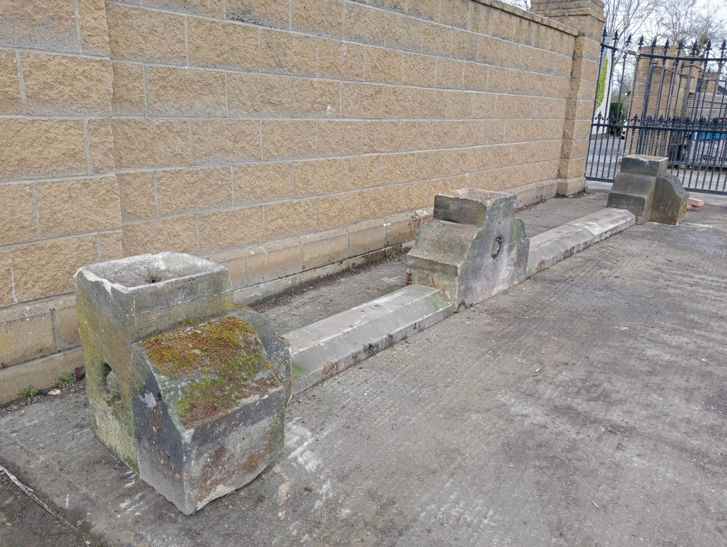 Georgian gritstone terrace coping with centre and corner planters {20 Ft W c planters each H 60cm - Image 3 of 7