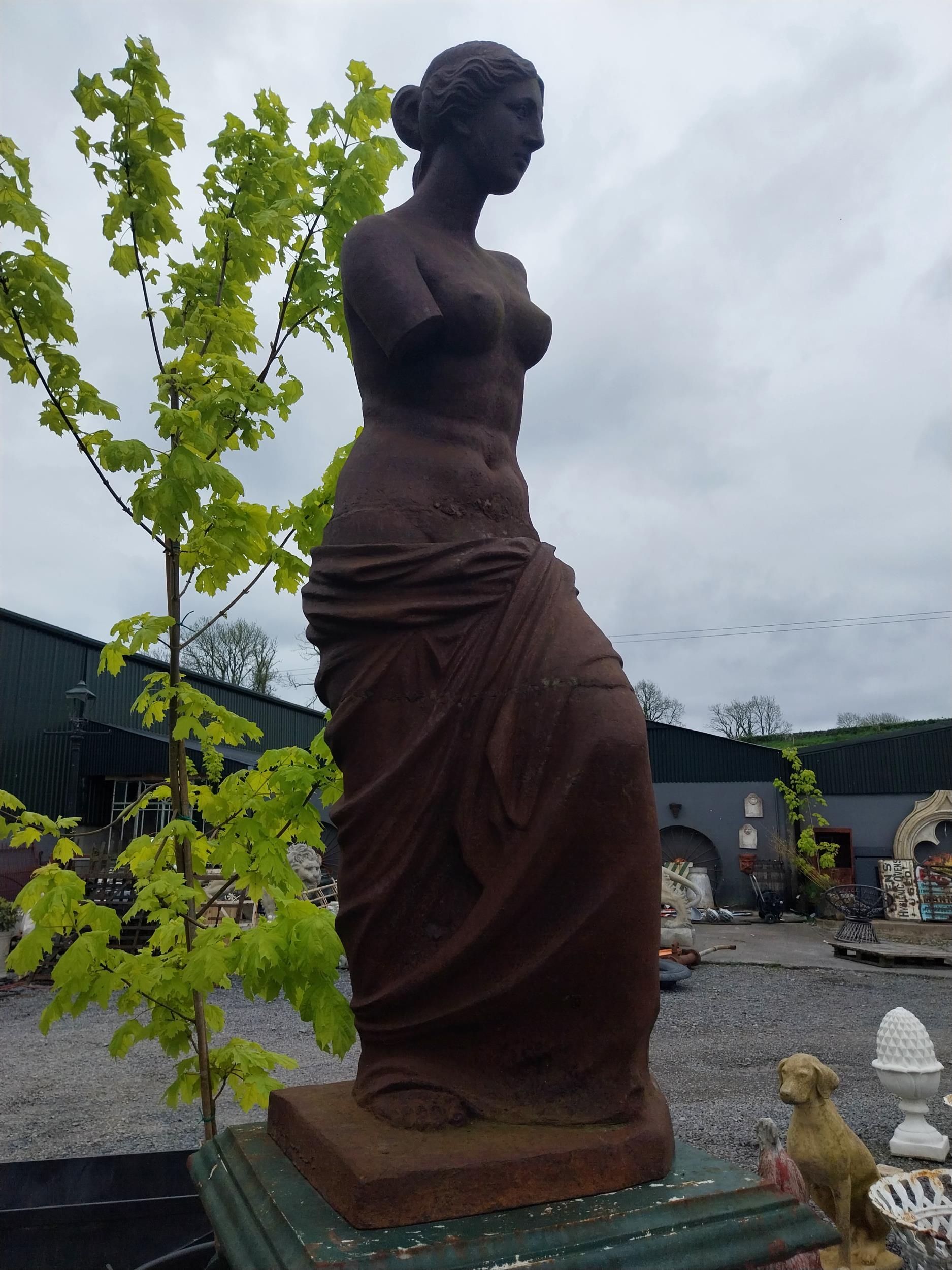 Good quality cast iron statue of Venus de Milo {150 cm H x 48 cm W x 48 cm D}. - Image 5 of 17