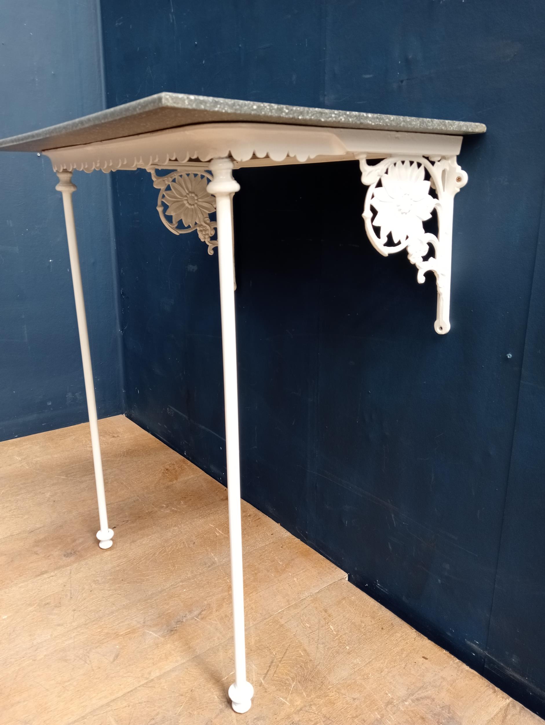 Cast iron washstand with marble effect top {H 84cm x W 67cmx D 49cm }. (NOT AVAILABLE TO VIEW IN - Image 2 of 3