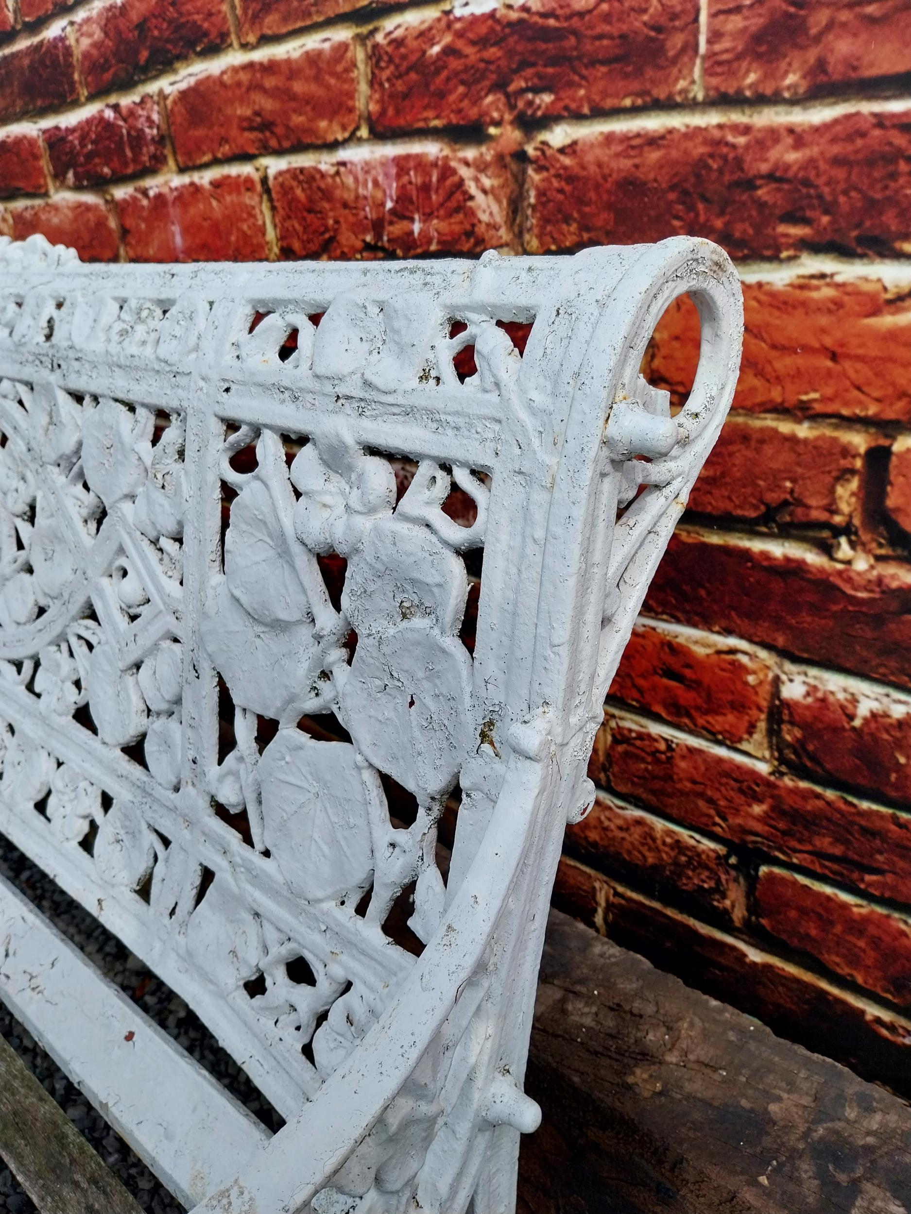 Rare 19th C. cast iron Coalbrookdale garden bench with nasturtium design {86 cm H x 183 cm W x 66 cm - Image 6 of 6