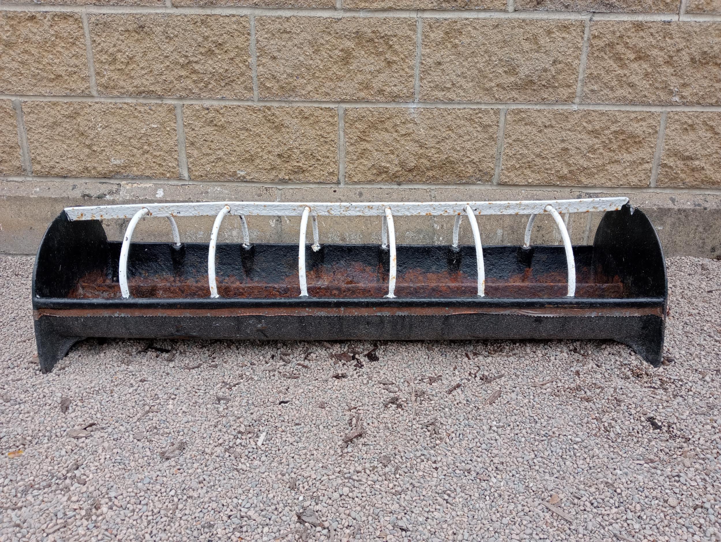 Heavy black and white cast iron feeding trough {H 30cm x W 143cm x D 37cm }. (NOT AVAILABLE TO