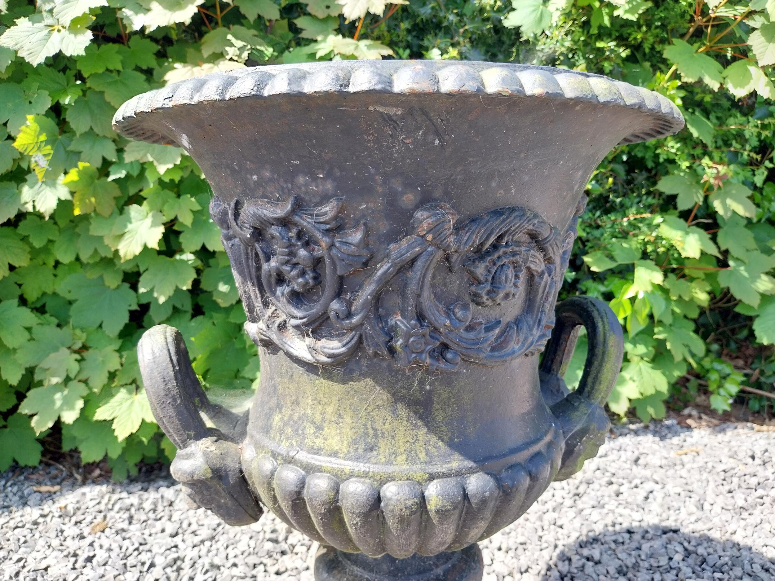 Good quality French decorative cast iron urn {60 cm H x 47 cm Dia.}. - Image 4 of 7