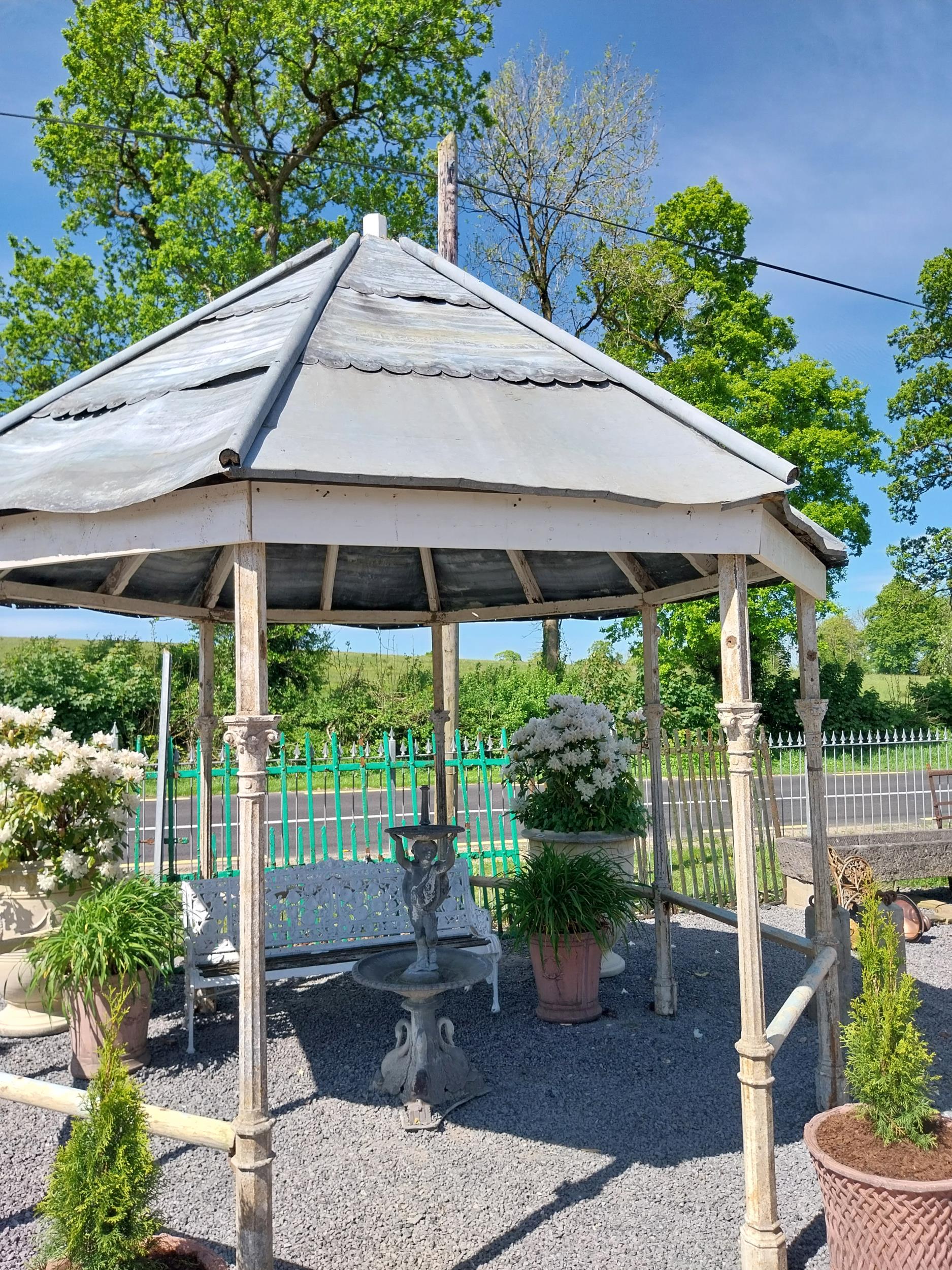 Rare 19th C. band stand with cast iron Corinthian columns, timbre frame and zinc roof originally - Image 2 of 7