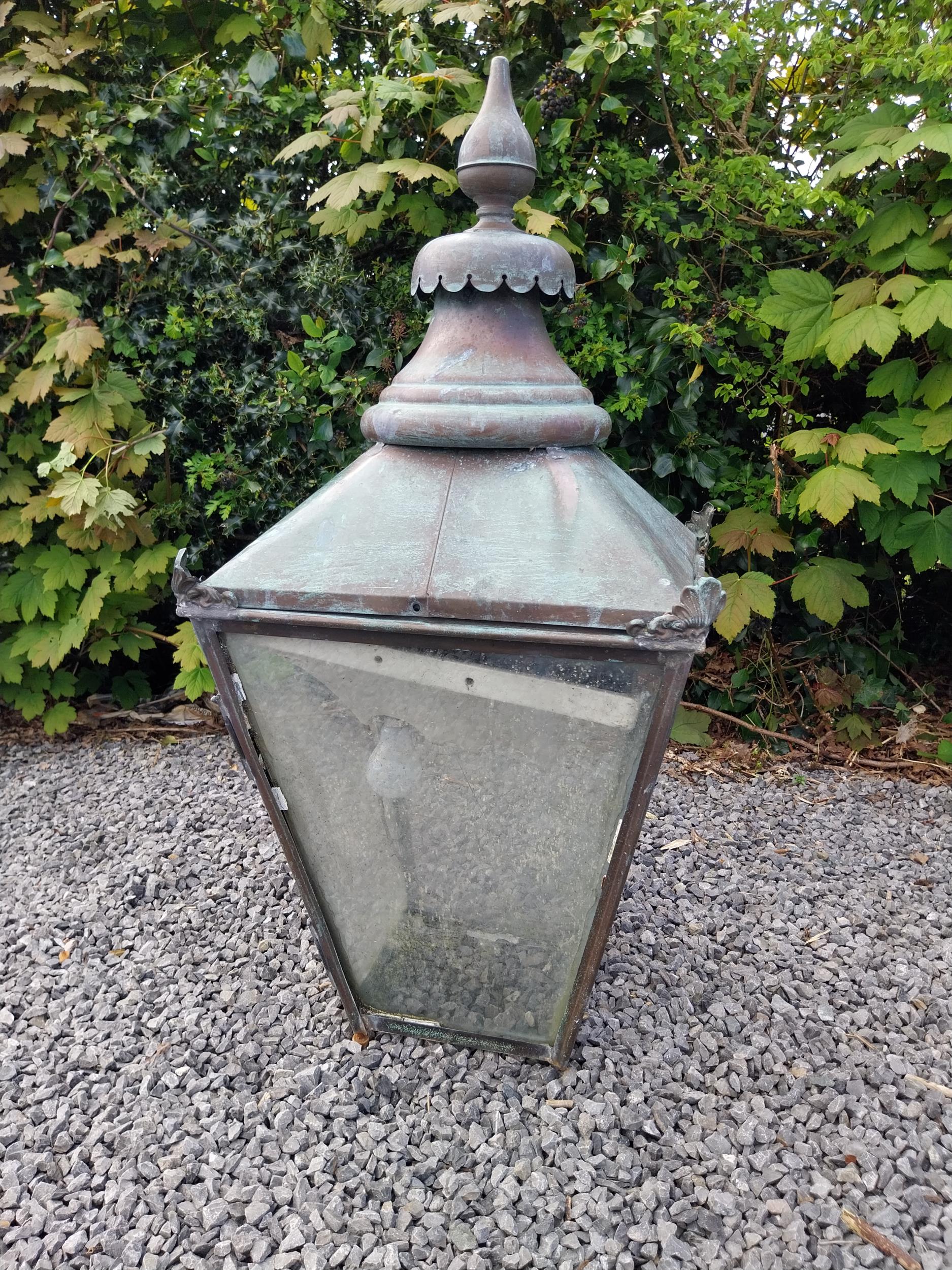 Early 20th C. copper lantern {94 cm H x 44 cm W x 44 cm D}. - Image 5 of 5