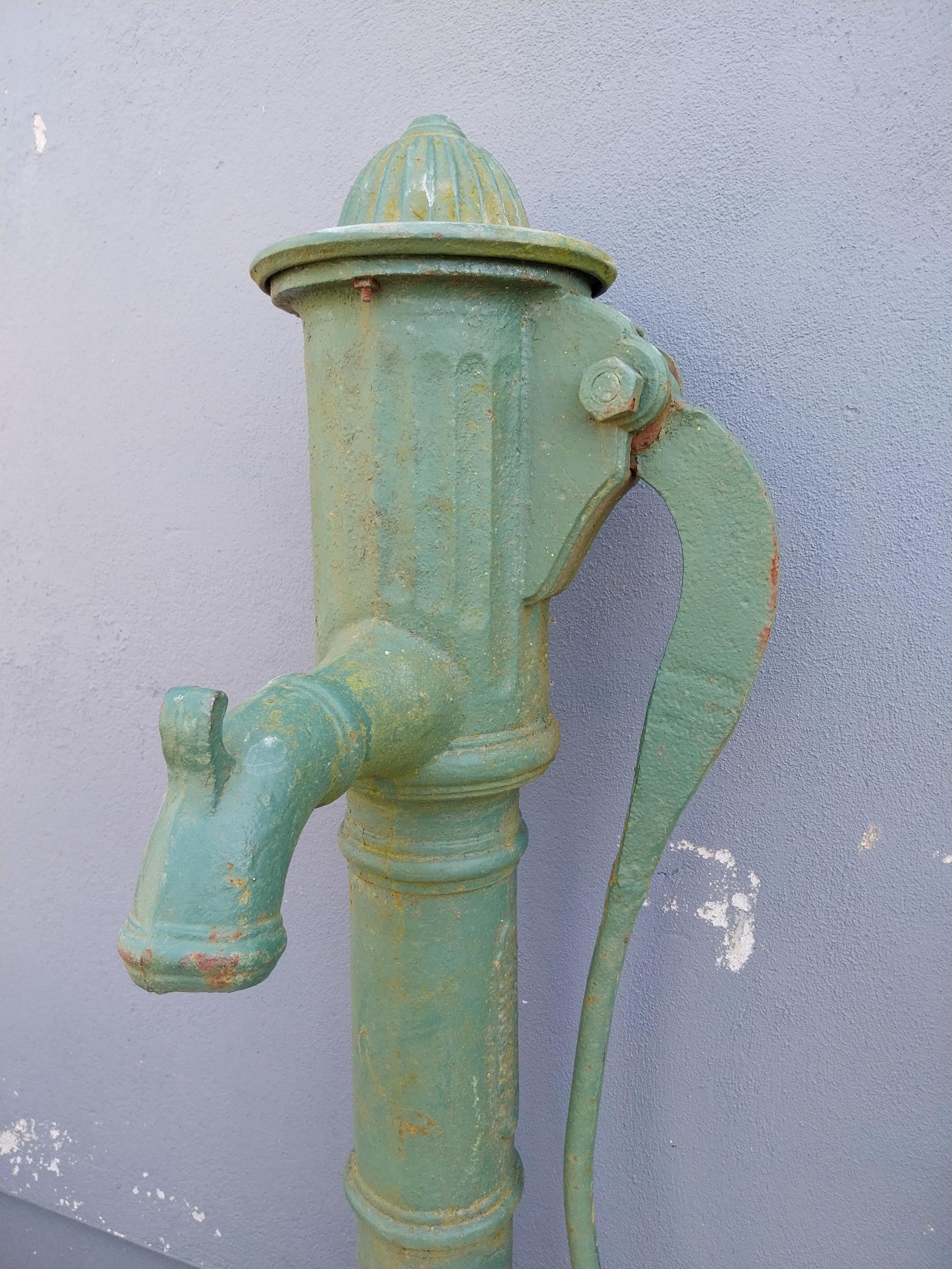 19th C. John Collins of Dublin cast iron cow tail water pump {138 cm H x 36 cm W x 42 cm D}. - Image 2 of 3