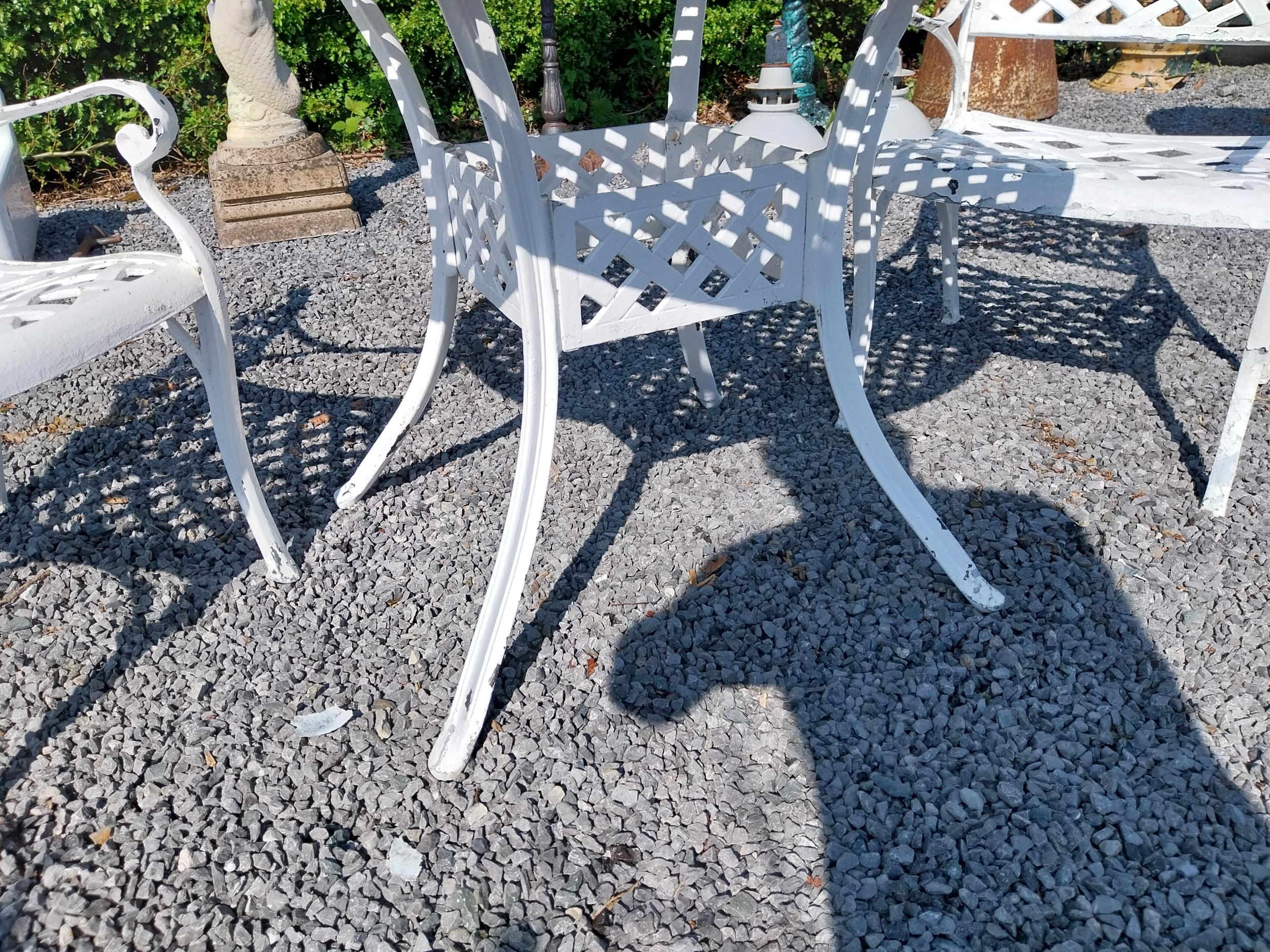 Cast aluminium garden table with two matching armchairs {Tbl. 76 cm H x 160 cm Dia. and Chairs 81 cm - Image 5 of 5