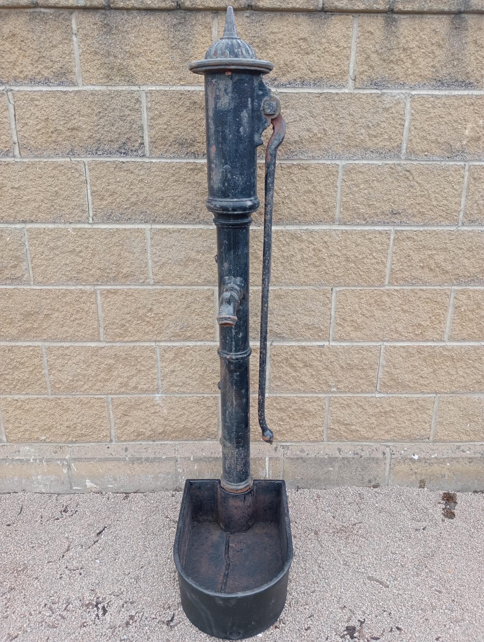 Large antique cast iron water pump with cast iron trough {H 180cm x W 24cm x D 50cm }. (NOT