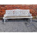 Rare 19th C. cast iron Coalbrookdale garden bench with nasturtium design {86 cm H x 183 cm W x 66 cm