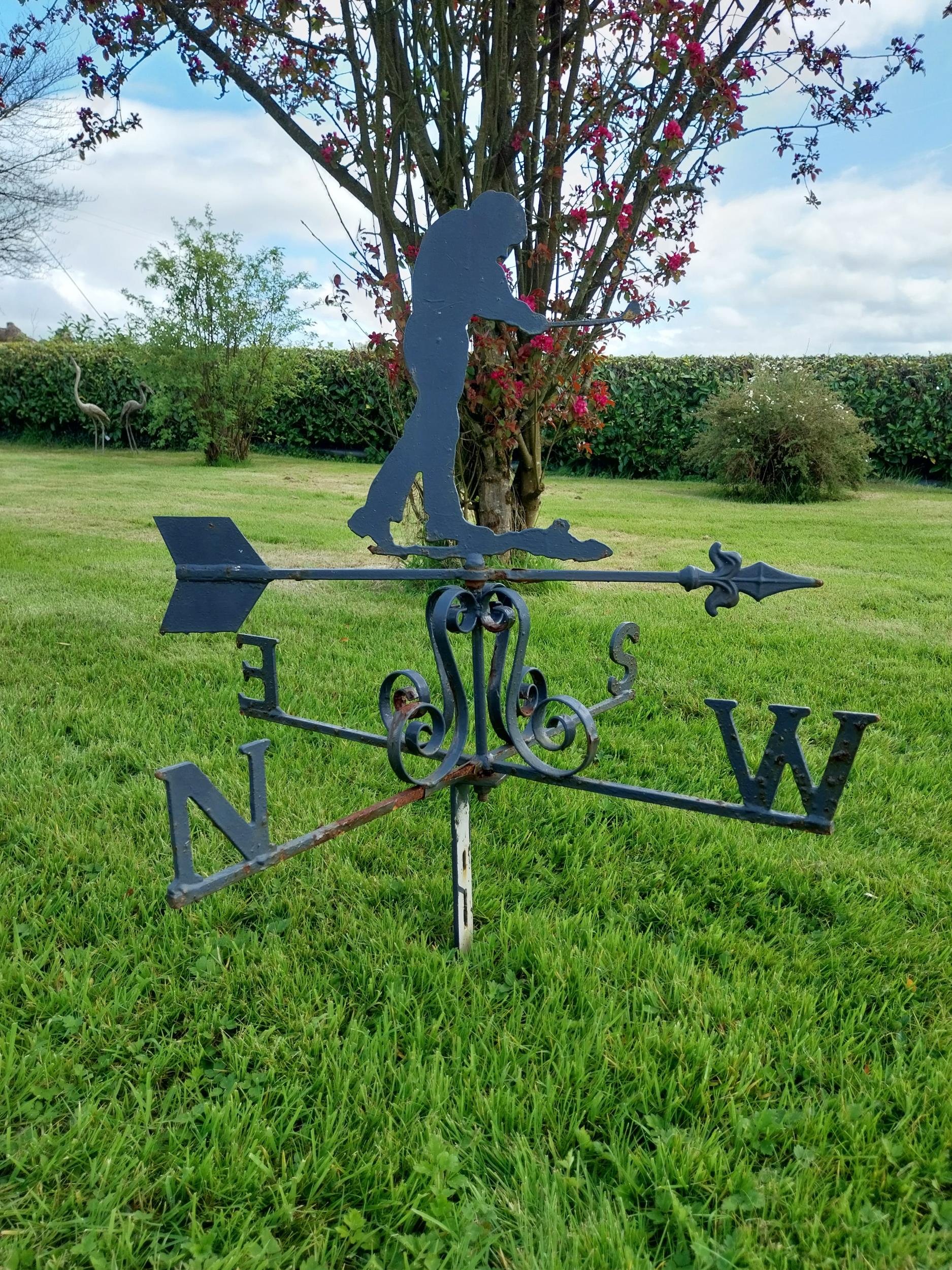 Wrought iron weather vane Golfer {93 cm H x 80 cm W x 80 cm D}.