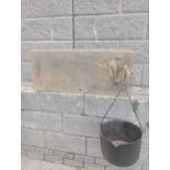 Yorkshire stone Inglenook stone mantle with original wrought iron fire spit hook{H 38cm x W 90cm x