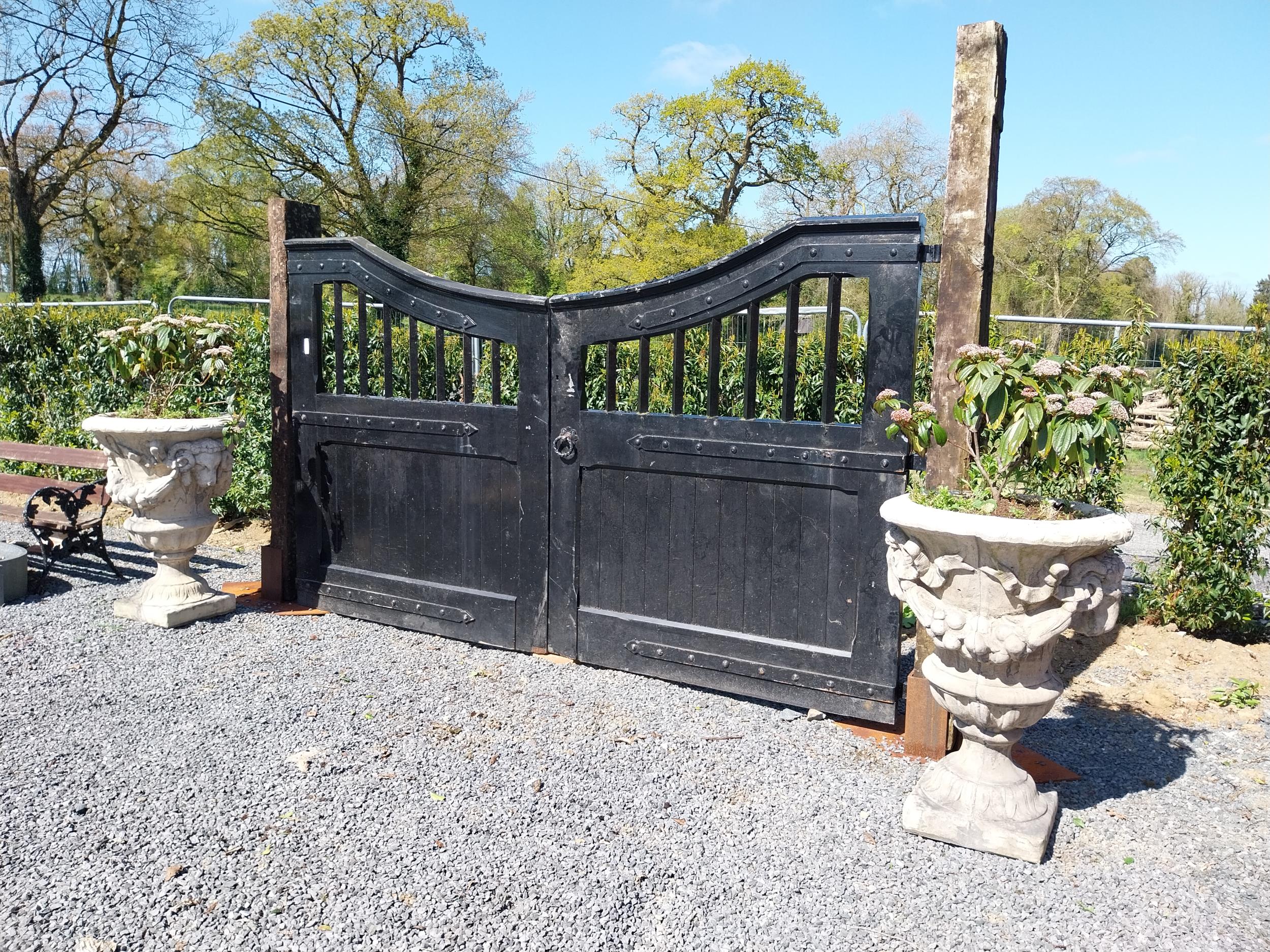 Set of Edwardian painted teak entrance gates - posts not included, gates only {195 cm H x 342 cm W x - Image 3 of 7