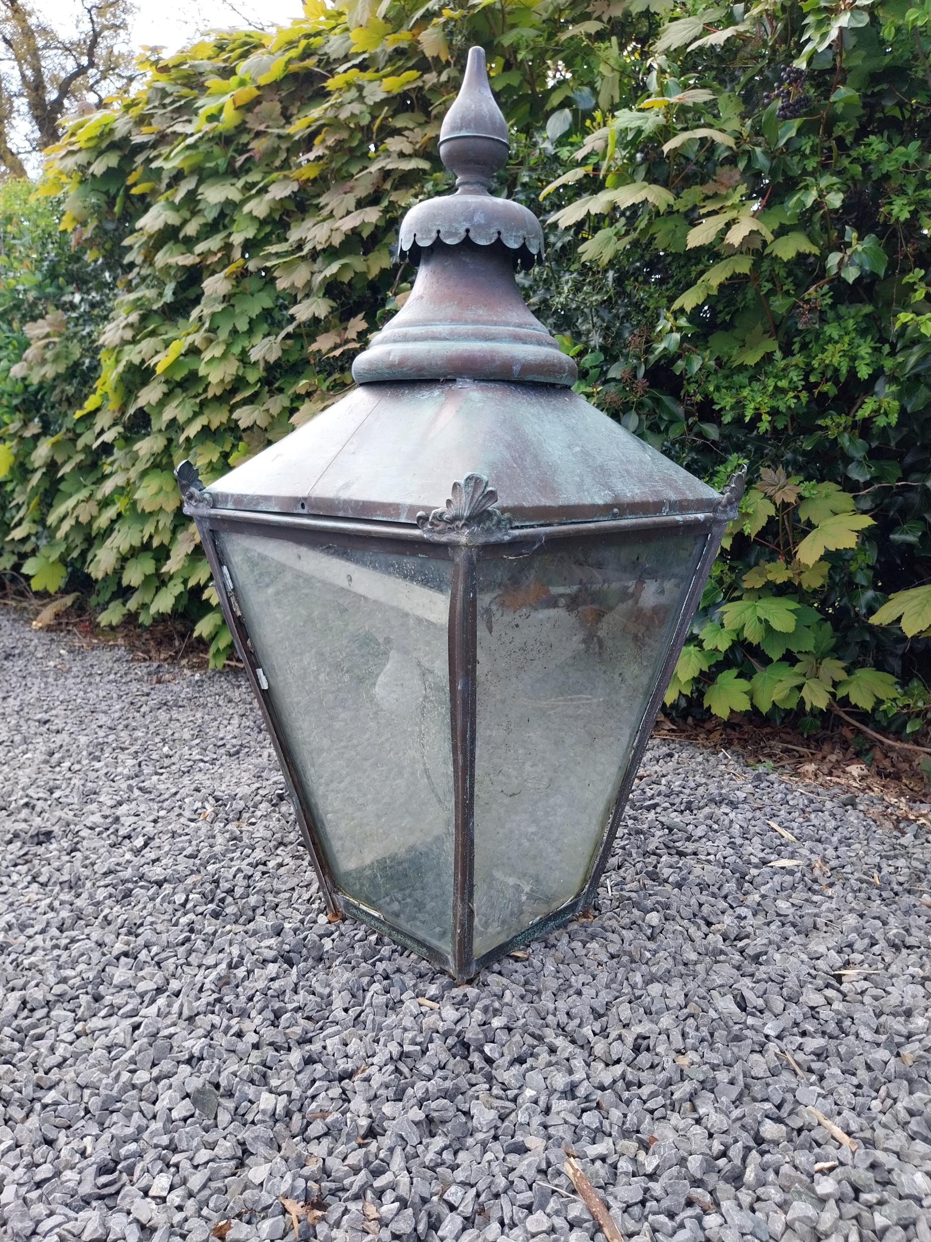 Early 20th C. copper lantern {94 cm H x 44 cm W x 44 cm D}. - Image 2 of 5