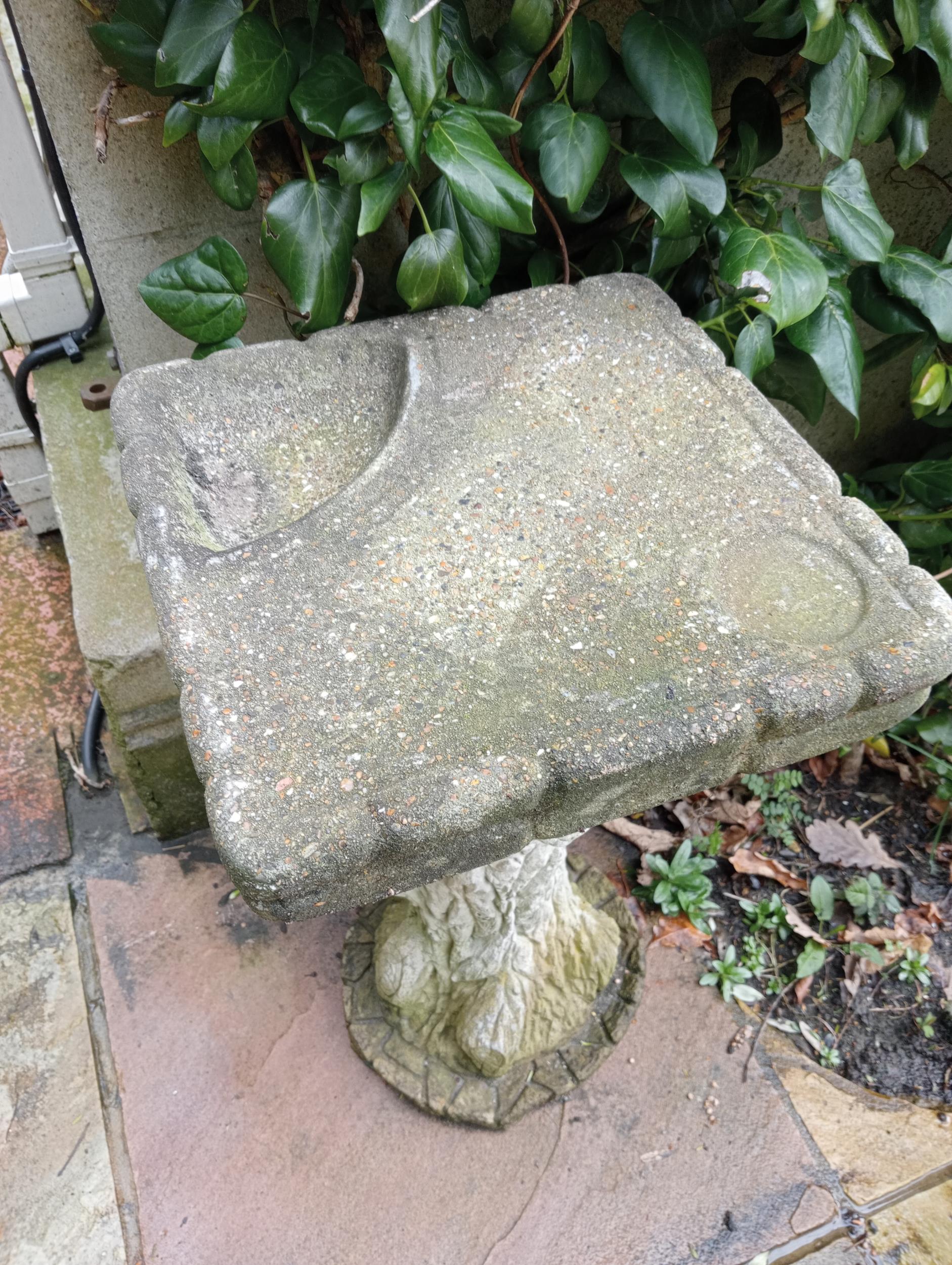 Composition stone tree trunk square bird bath {H 68cm x W37cm x D 37cm }. (NOT AVAILABLE TO VIEW - Image 3 of 3