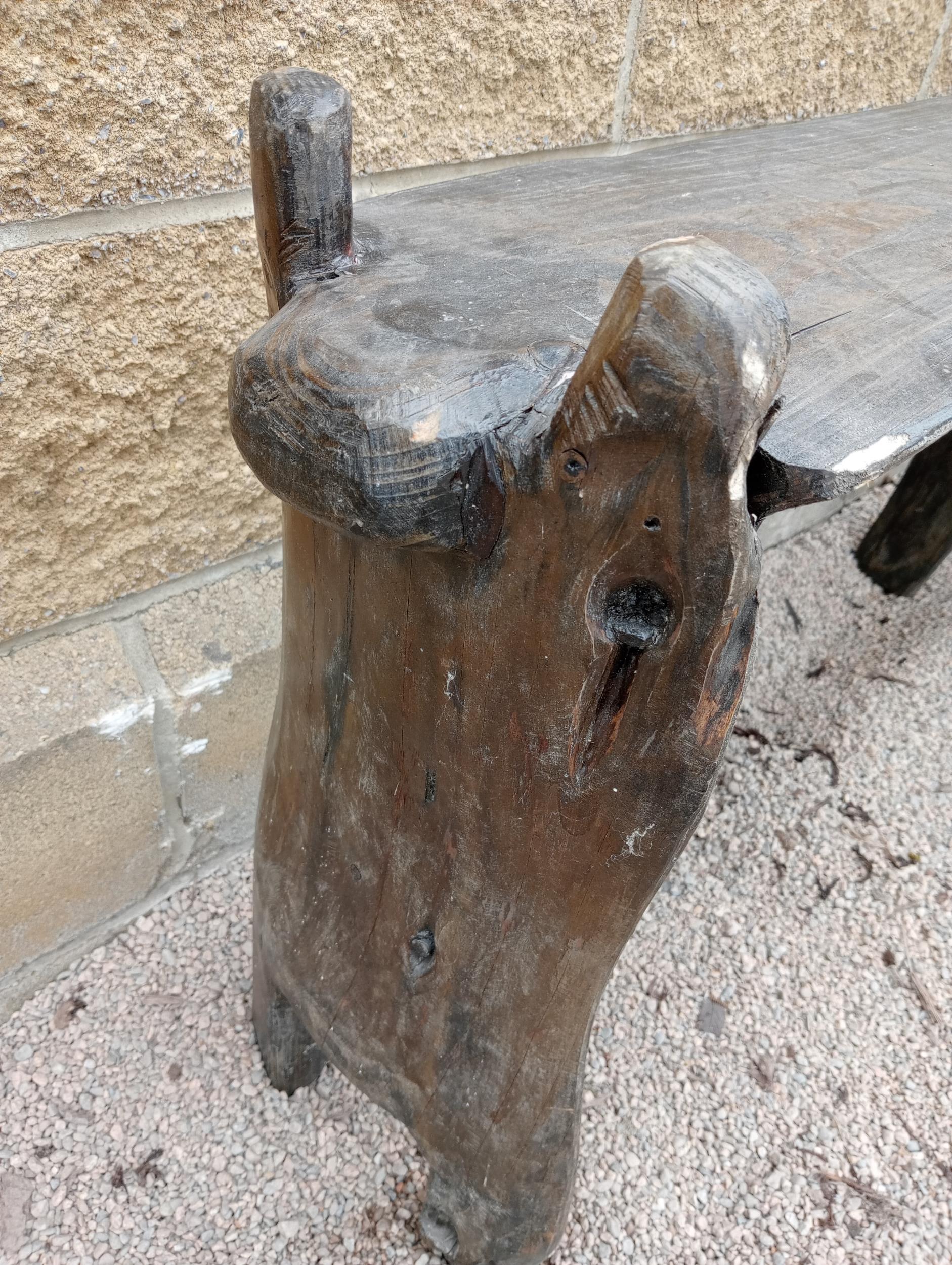 Unusual wooden garden bench {H 62cm x W 100cm x D 24cm }. - Image 3 of 3