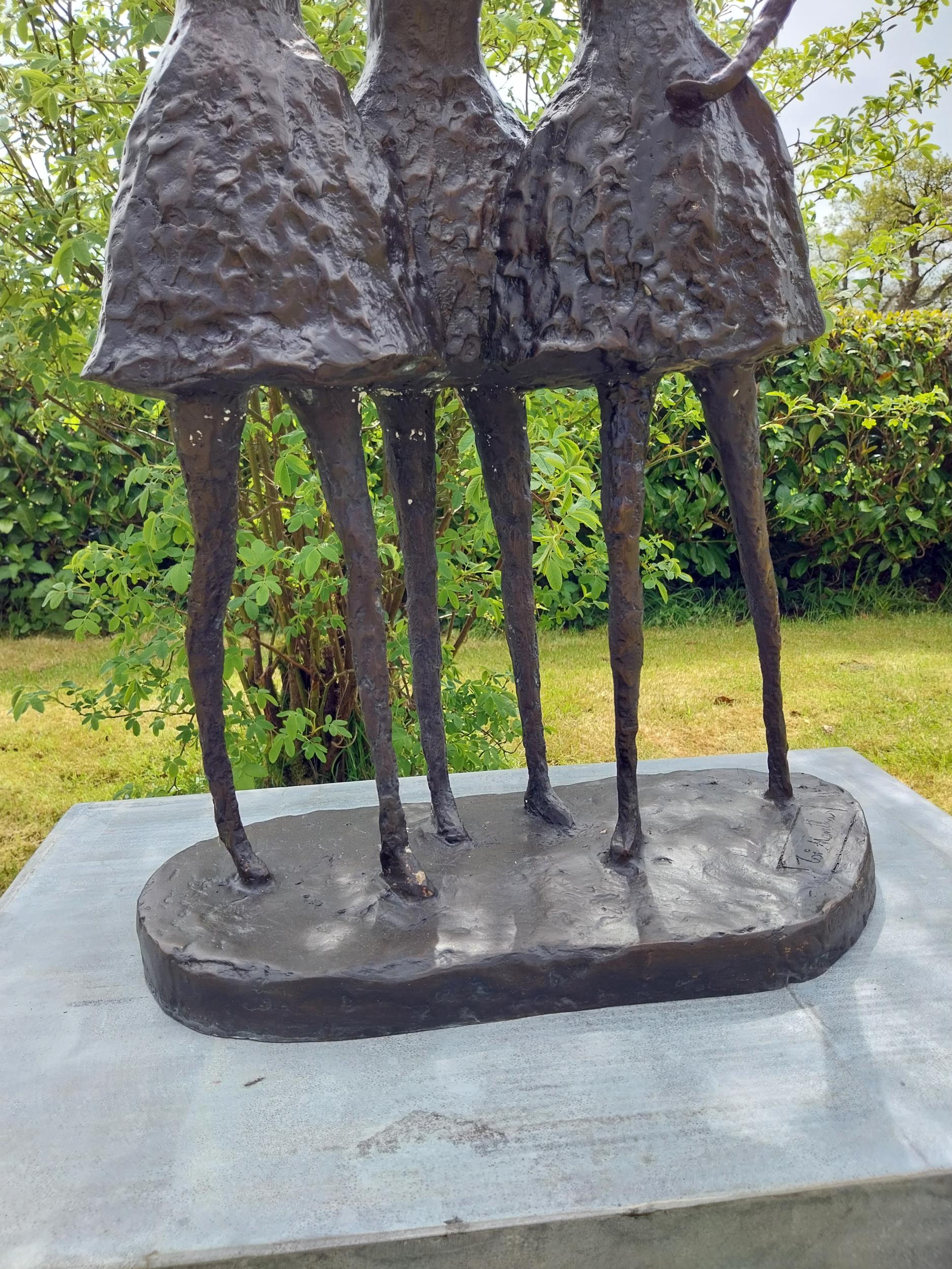 Exceptional quality contemporary bronze sculpture of three embracing Ladies {70 cm H x 62 cm W x - Image 5 of 9