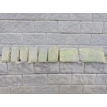 Collection of eight reclaimed sandstone triangle wall copings {Total length 1.65 metres x H 18cm x D