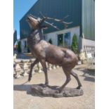 Exceptional quality bronze sculpture of a Majestic Stag mounted on craggy rock {205 cm H x 150 cm