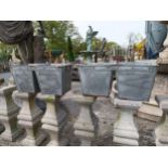 Pair of galvanised double planters with handles {27 cm H x 59 cm W x 28 cm D}.