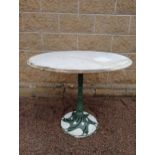 Cast iron lily of the valley circular garden table with marble top {H 72cm x Dia 90cm }. (NOT