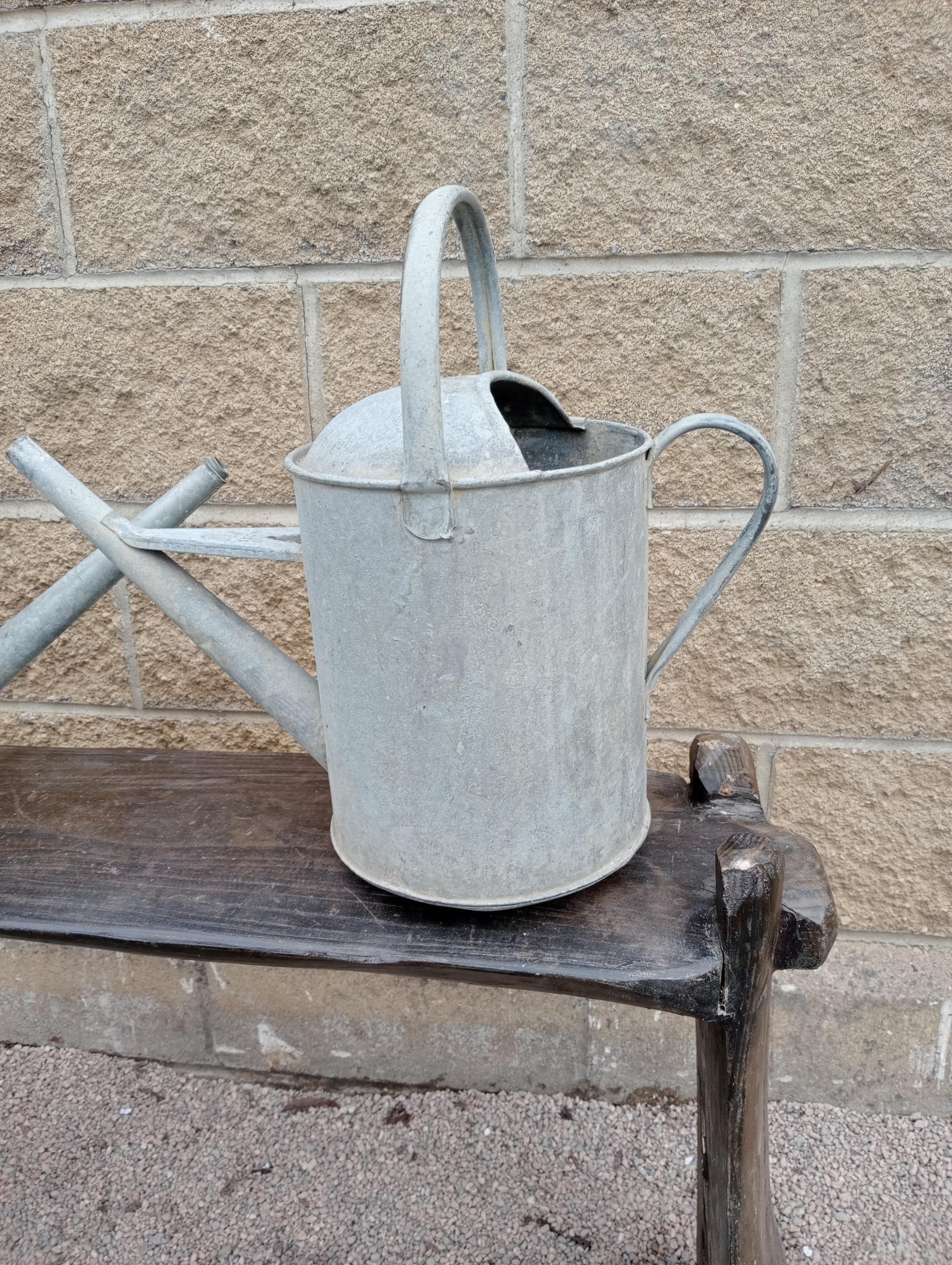 Pair of galvanised watering cans {H 40cm x W 50cm x D 15cm }. (NOT AVAILABLE TO VIEW IN PERSON) - Image 2 of 3