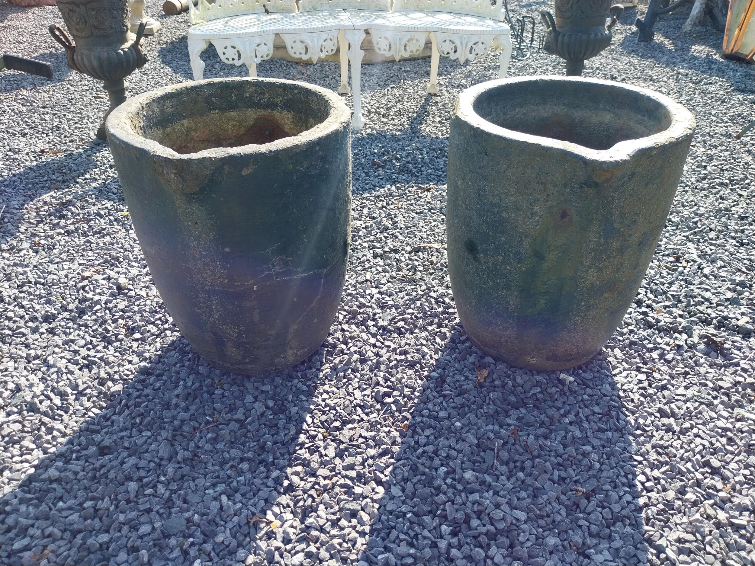 Pair of early 20th C. smelting pots {50 cm H x 40 cm W x 44 cm D}.