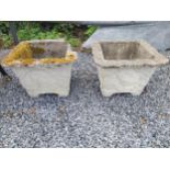 Pair of composition planters {33 cm H x 46 cm W x 46 cm D}.