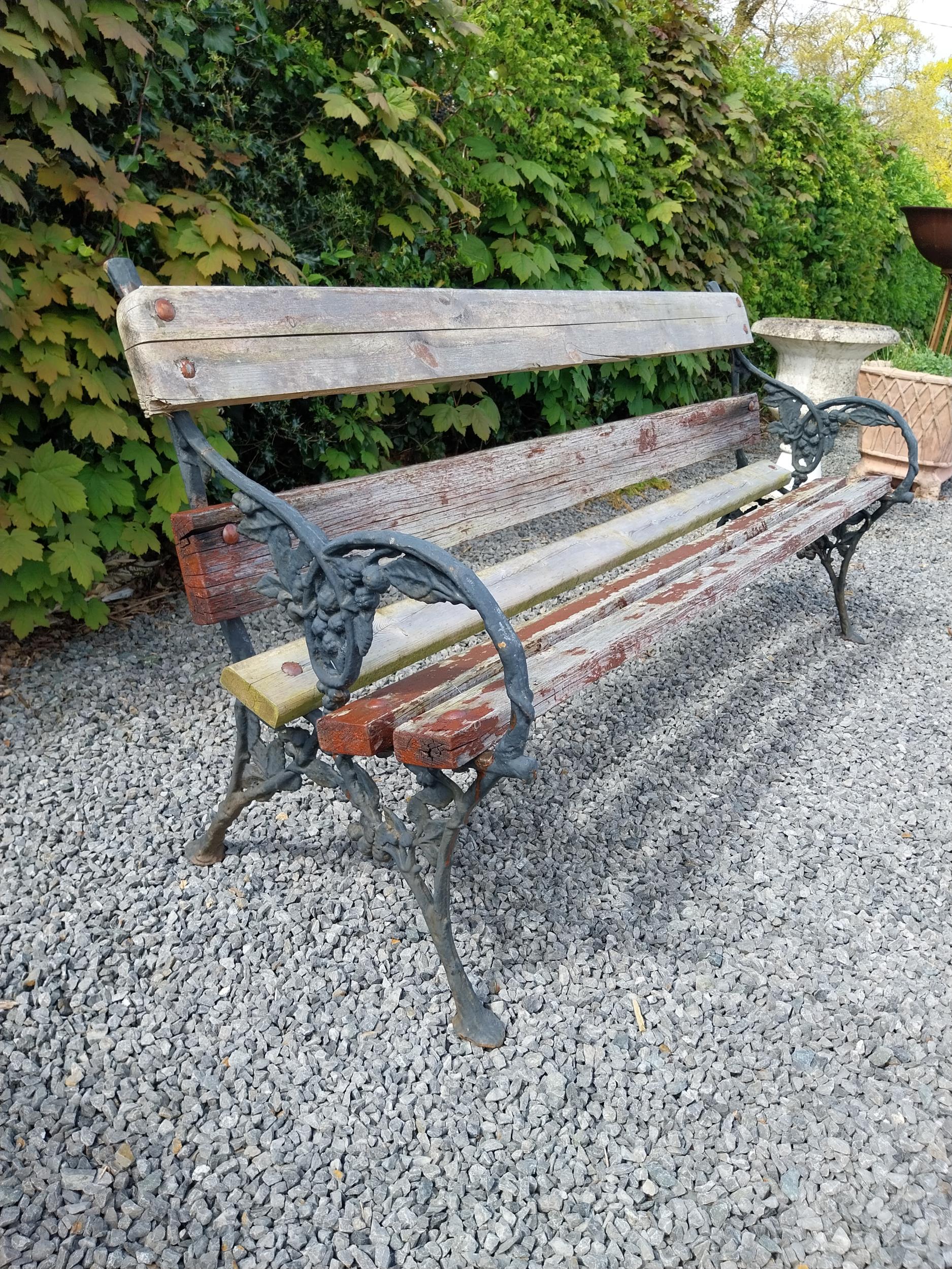 19th C. cast iron and wooden garden bench {80 cm H x 181 cm W x 56 cm D}. - Image 4 of 4